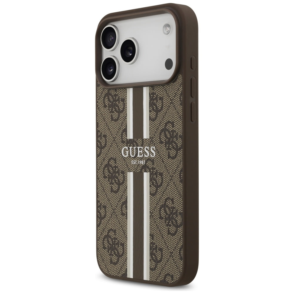 Guess 4G Printed Stripes MagSafe case til iPhone 17 Pro Max - brun
