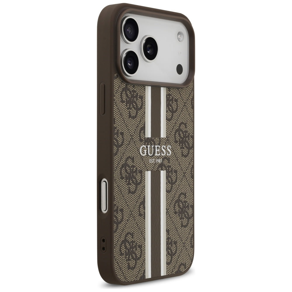 Guess 4G Printed Stripes MagSafe case til iPhone 17 Pro Max - brun