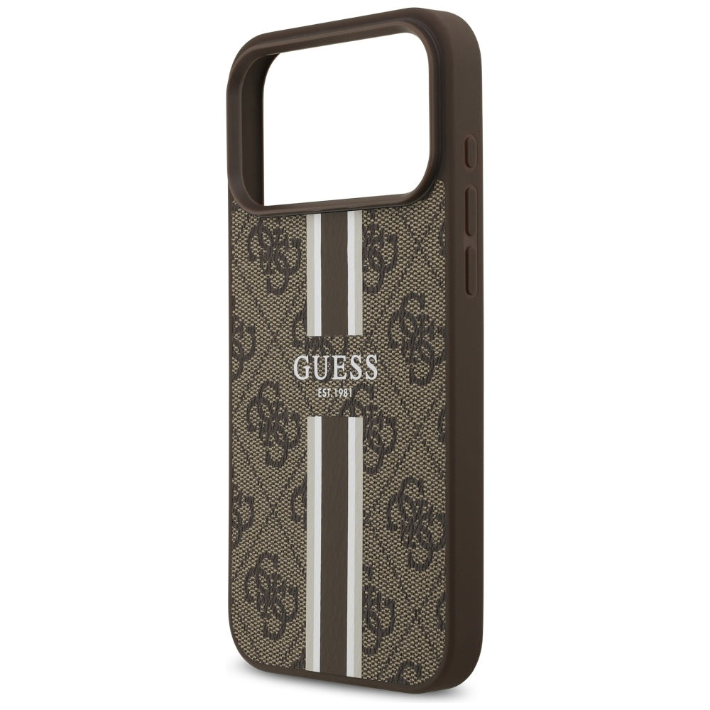 Guess 4G Printed Stripes MagSafe case til iPhone 17 Pro Max - brun