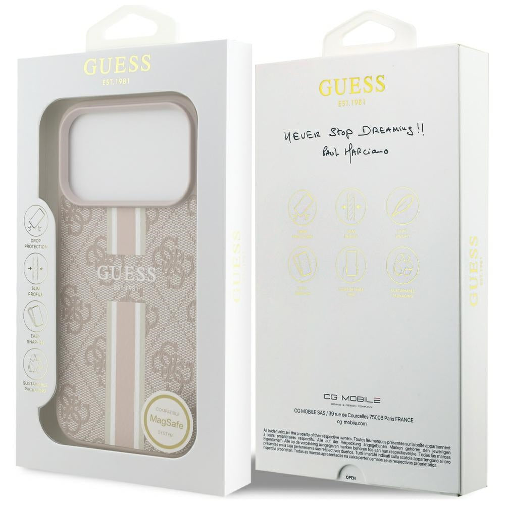 Guess 4G Printed Stripes MagSafe Case til iPhone 17 Pro - Pink