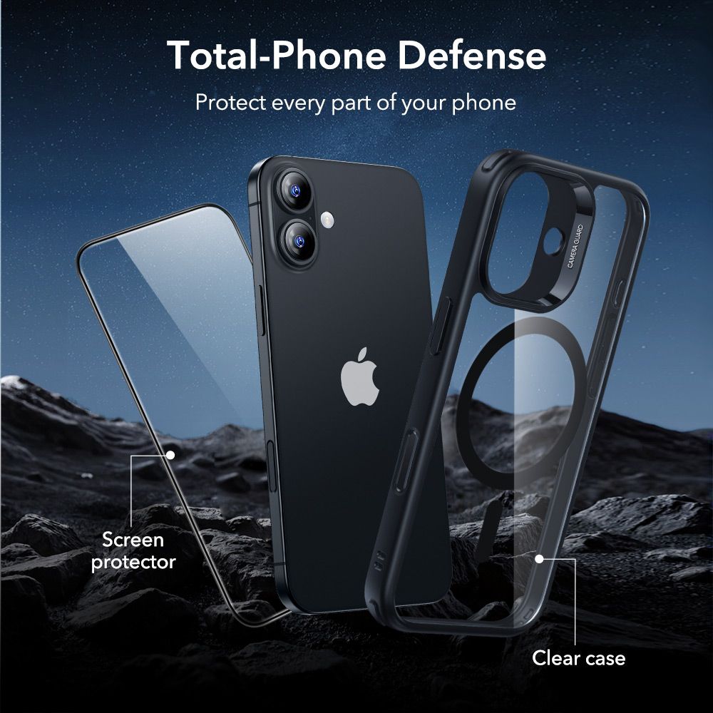 ESR Classic Hybrid MagSafe + tempereret glas sæt til iPhone 17 - Clear Black