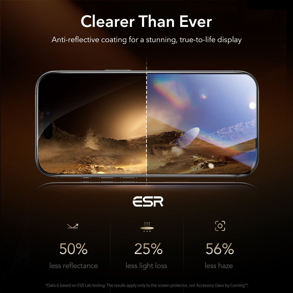 ESR UltraFit Armorite Pro hærdet glas til iPhone 16 Pro / 17 - gennemsigtigt