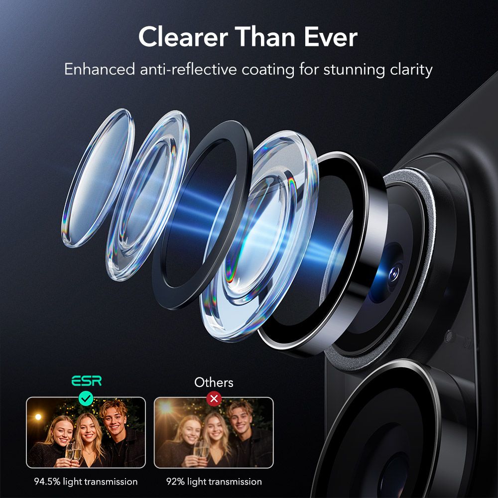 ESR Armorite Camera Cover til iPhone 16 / 16 Plus / 17 - sort