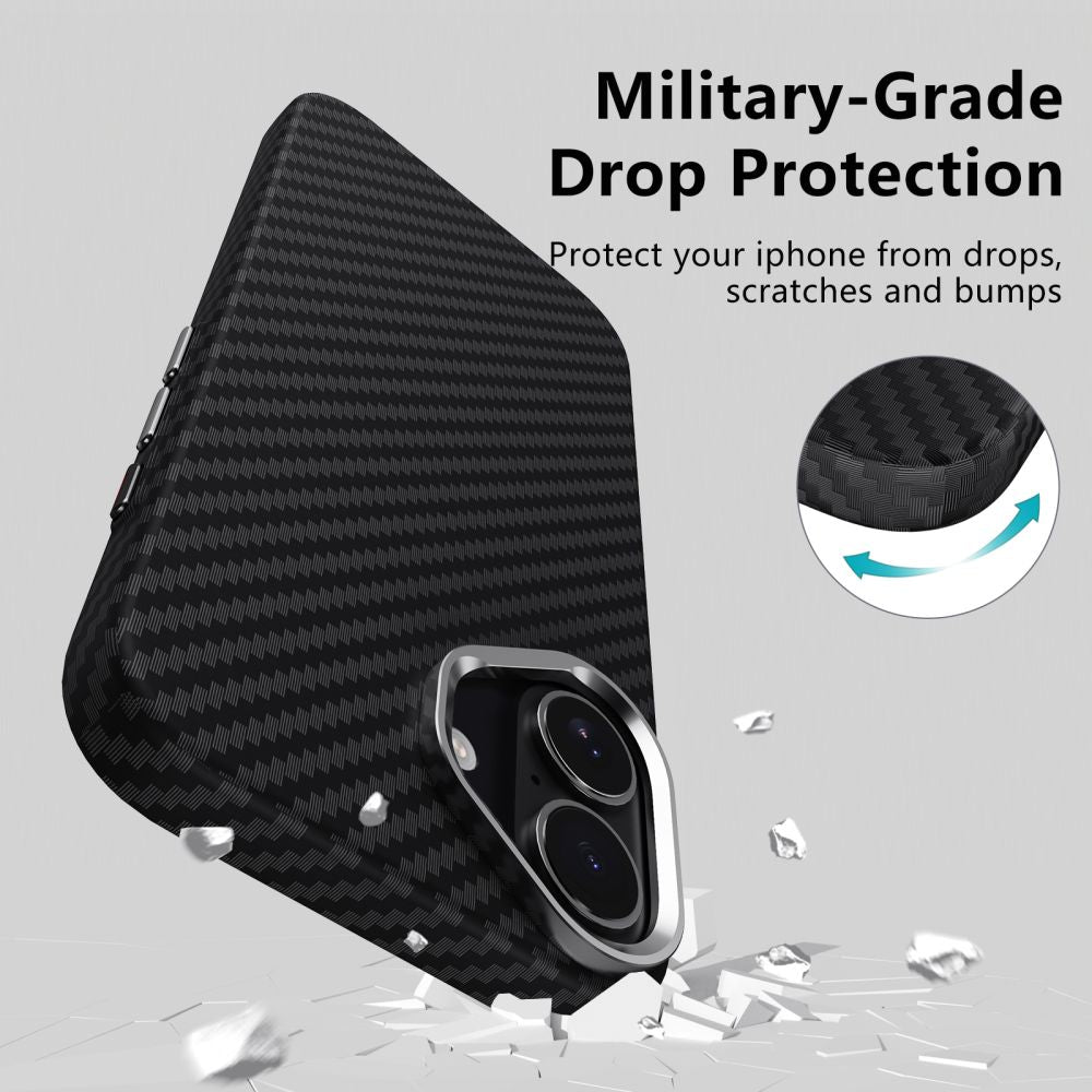 Tech-Protect Ion Carbon MagSafe-hylster til iPhone 17 - sort og sølv