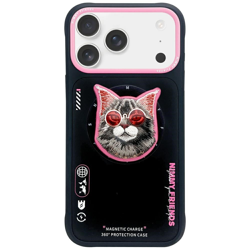 Nimmy Briller Cool Cat MagSafe Case til iPhone 17 Pro Max - sort og pink