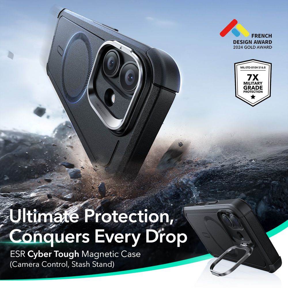 ESR Cyber Kickstand MagSafe Case til iPhone 17 - sort