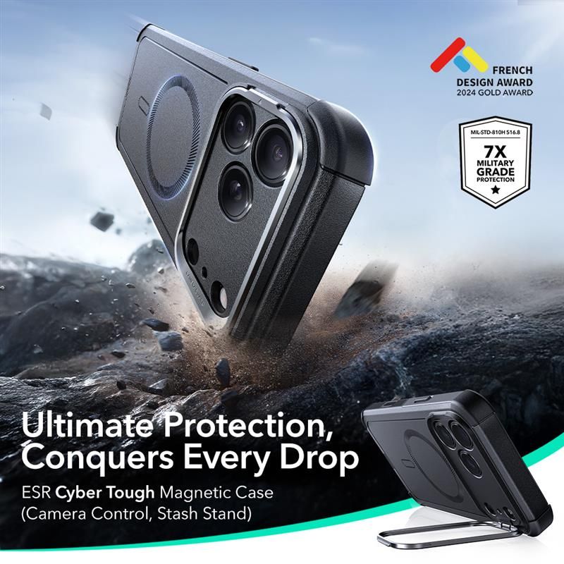 ESR Cyber Kickstand MagSafe Case til iPhone 17 Pro - sort
