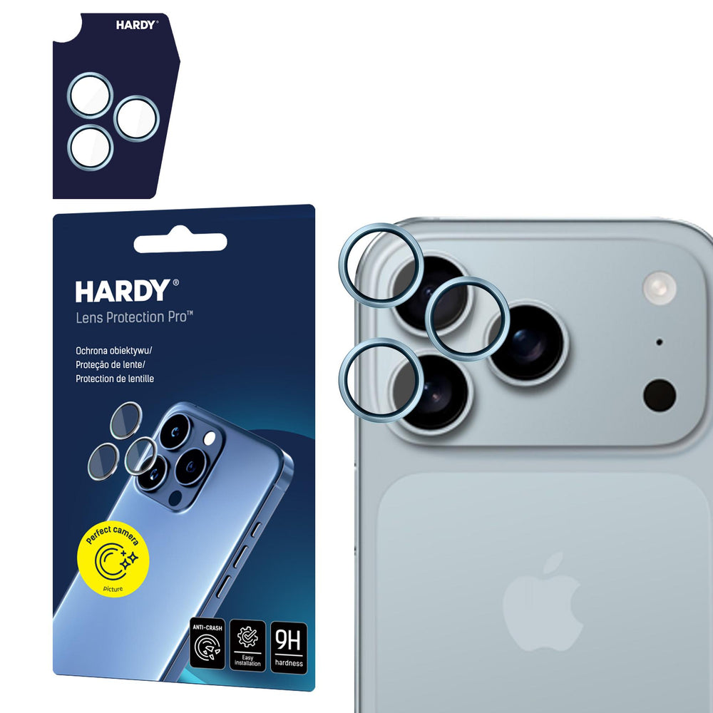3mk HARDY Lens Protection Pro-linseglas til iPhone 17 Pro / 17 Pro Max - blå