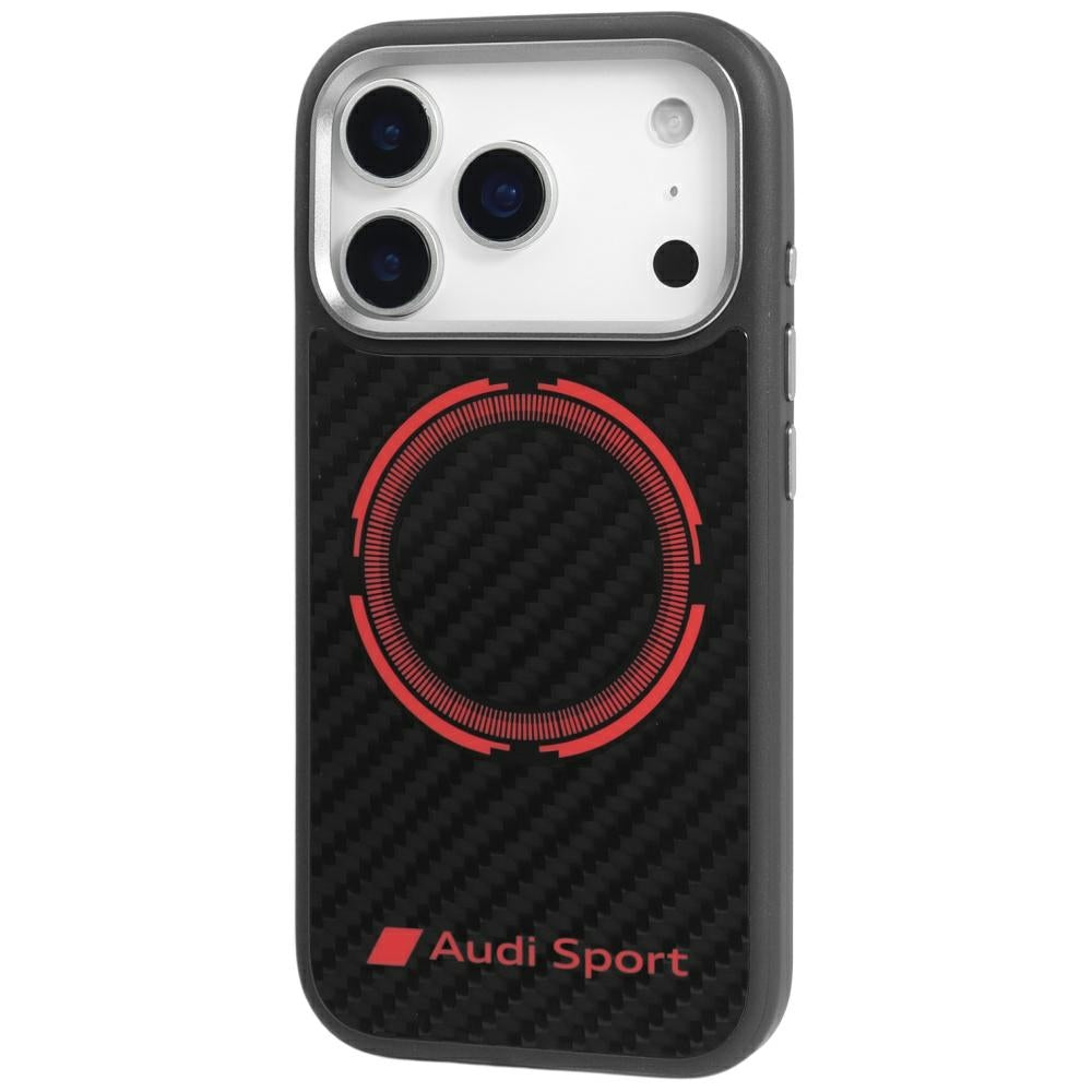 Audi RSQ Carbon Fiber Sport Red Circle MagSafe Case til iPhone 17 Pro - sort