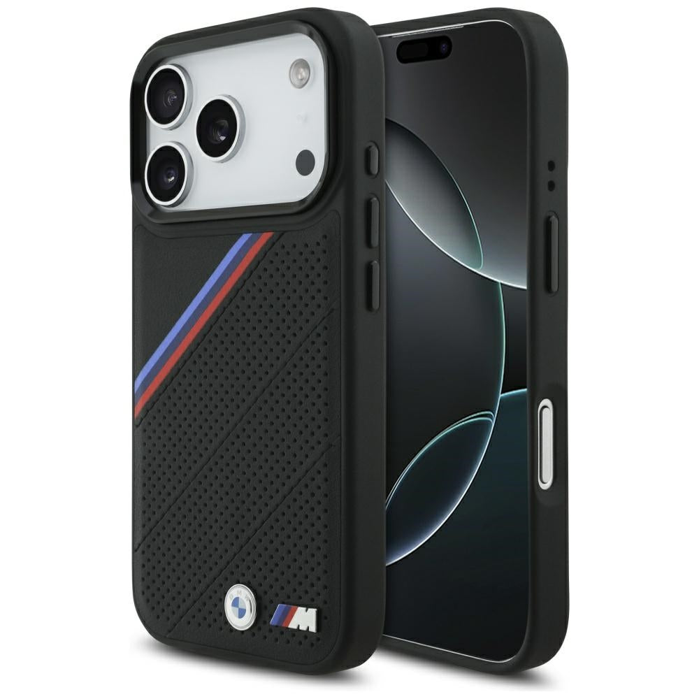 BMW M Tricolor Metal Logo MagSafe-cover til iPhone 17 Pro - Sort