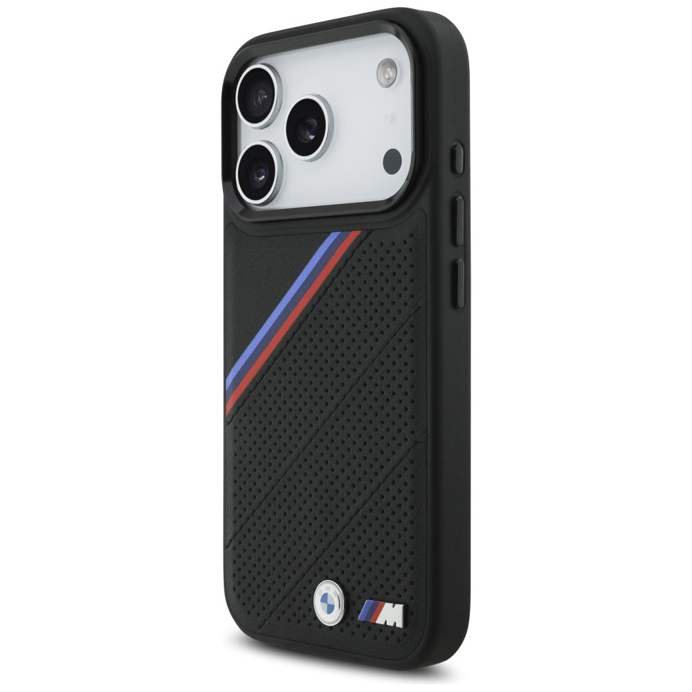 BMW M Tricolor Metal Logo MagSafe-cover til iPhone 17 Pro - Sort