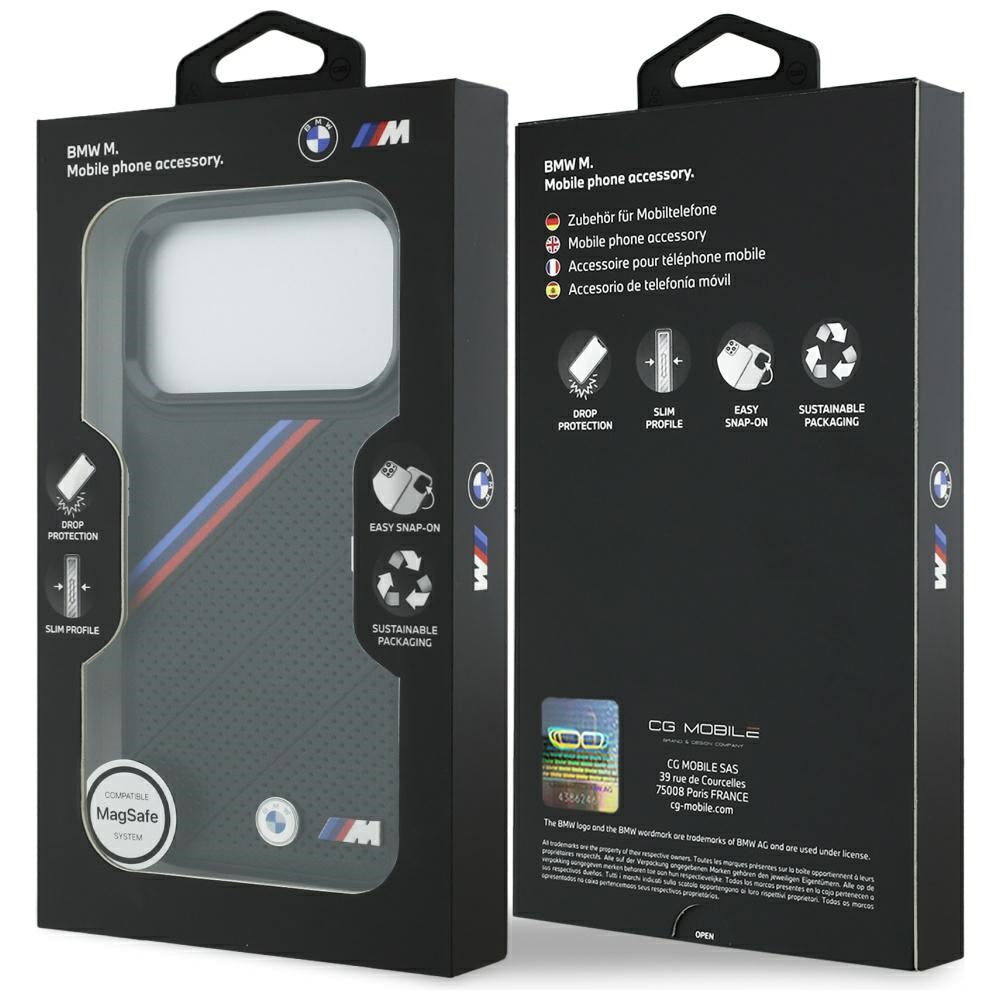 BMW M Tricolor Metal Logo MagSafe-cover til iPhone 17 Pro - Sort