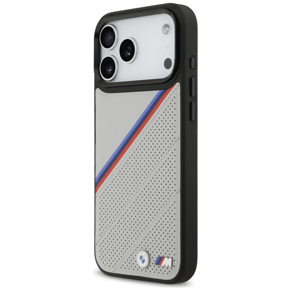 BMW M Tricolor Metal Logo MagSafe Case til iPhone 17 Pro Max - Grå