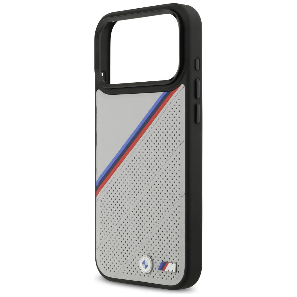 BMW M Tricolor Metal Logo MagSafe Case til iPhone 17 Pro Max - Grå