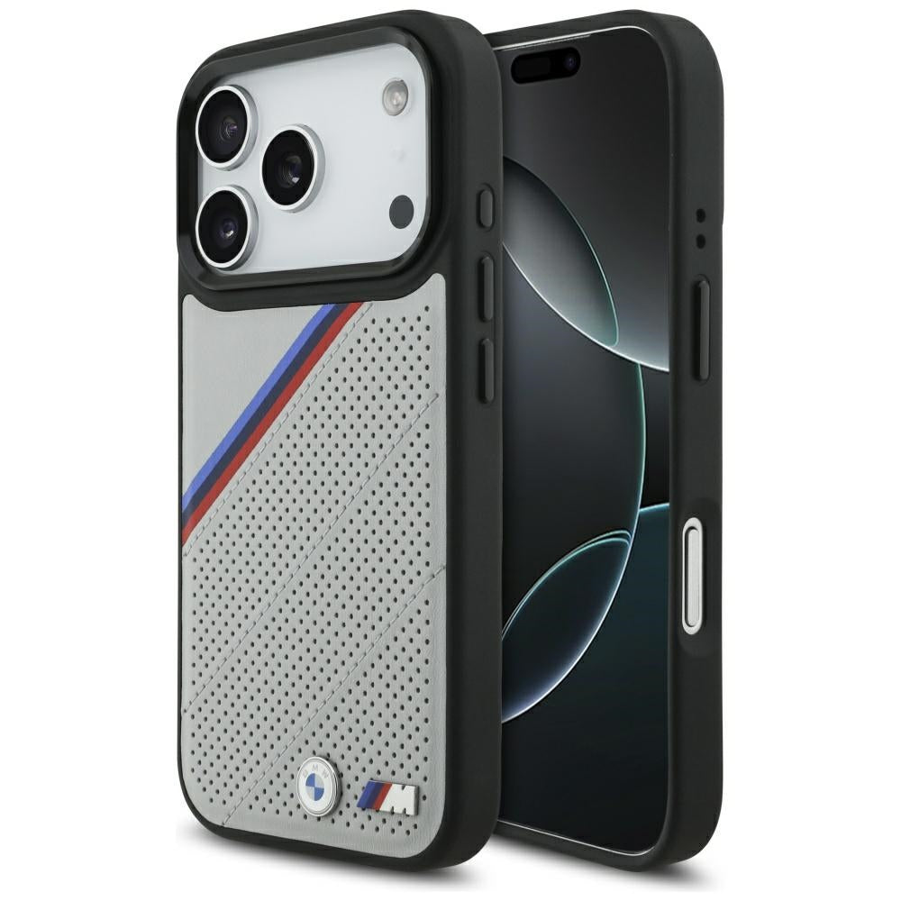 BMW M Tricolor Metal Logo MagSafe Case til iPhone 17 Pro - Grå
