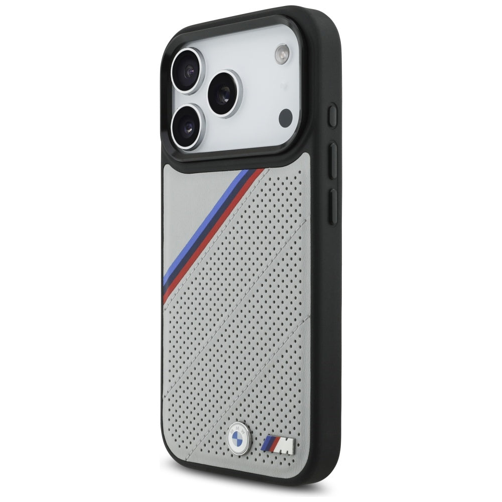 BMW M Tricolor Metal Logo MagSafe Case til iPhone 17 Pro - Grå