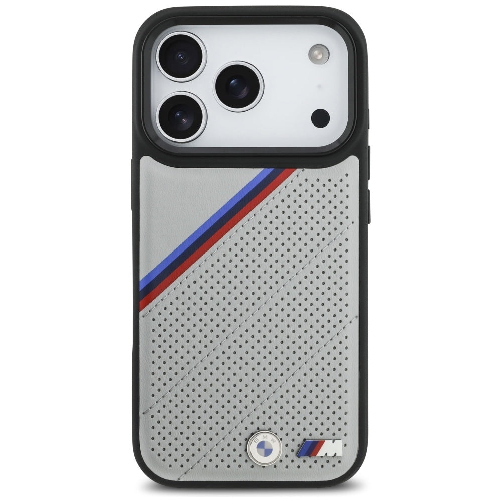 BMW M Tricolor Metal Logo MagSafe Case til iPhone 17 Pro - Grå