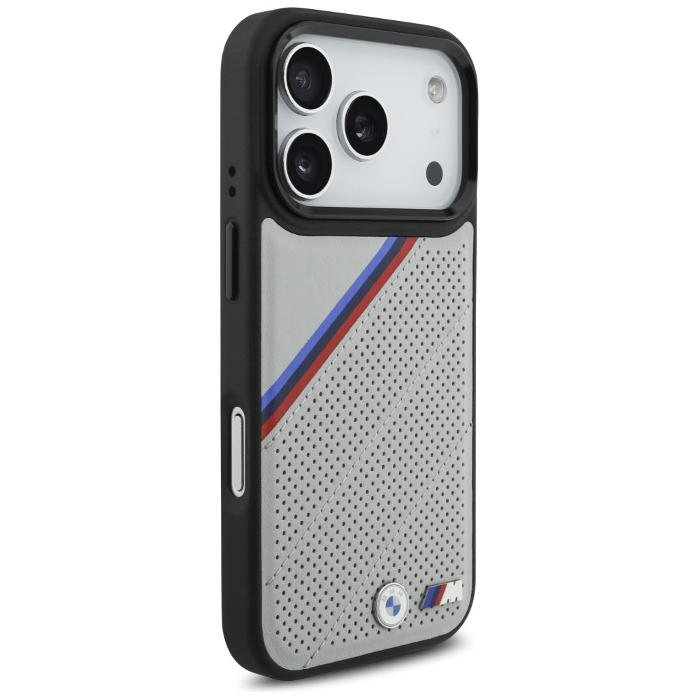 BMW M Tricolor Metal Logo MagSafe Case til iPhone 17 Pro - Grå