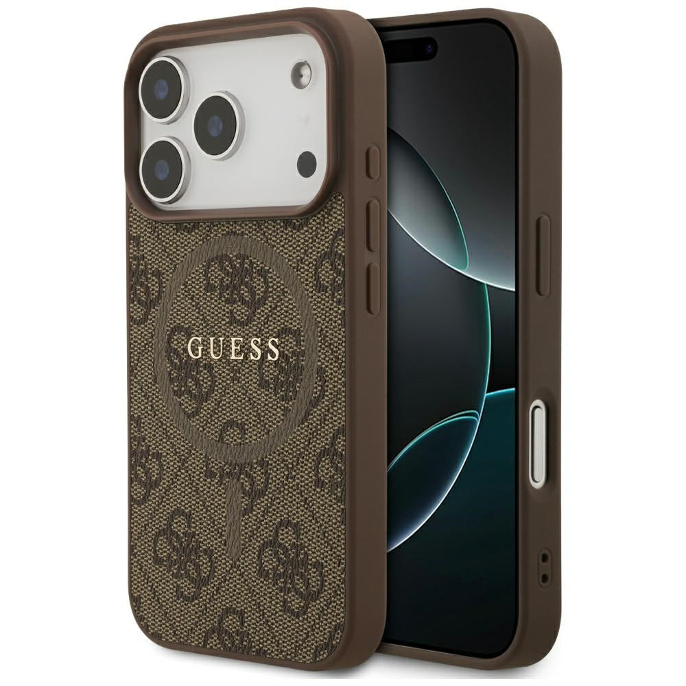 Guess 4G Ring Classic Logo MagSafe Case til iPhone 17 Pro - Brunt