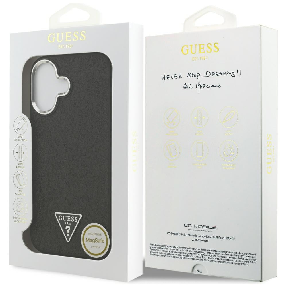Guess Glitter Triangle Logo MagSafe Case til iPhone 17 - sort