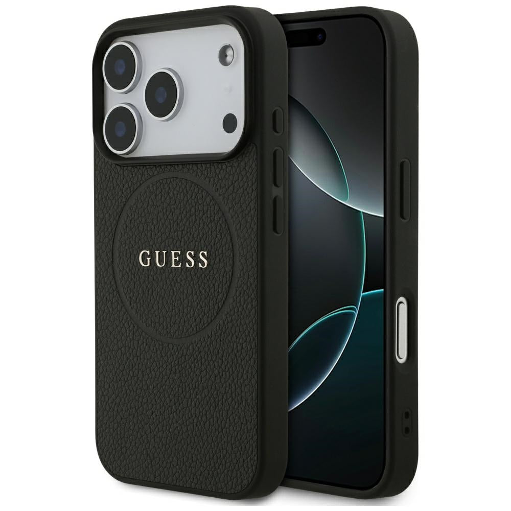 Guess Grained Ring MagSafe-fodral til iPhone 17 Pro - sort