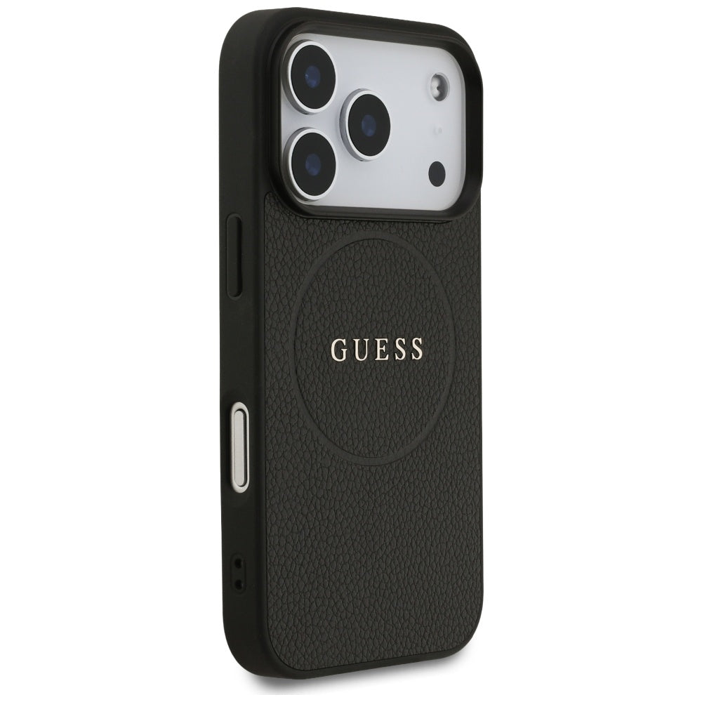 Guess Grained Ring MagSafe-fodral til iPhone 17 Pro - sort