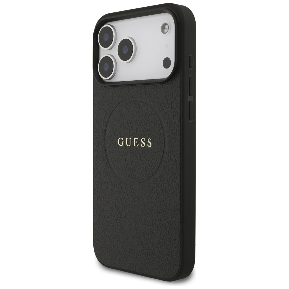 Guess Grained Ring MagSafe-fodral til iPhone 17 Pro Max - sort