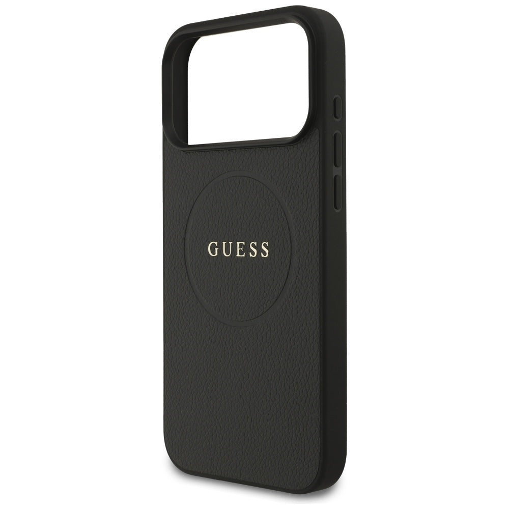Guess Grained Ring MagSafe-fodral til iPhone 17 Pro Max - sort