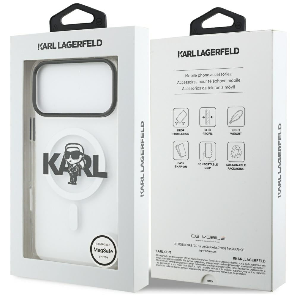 Karl Lagerfeld IML Karl Sketch Logo MagSafe Case til iPhone 17 Pro Max - Gennemsigtig