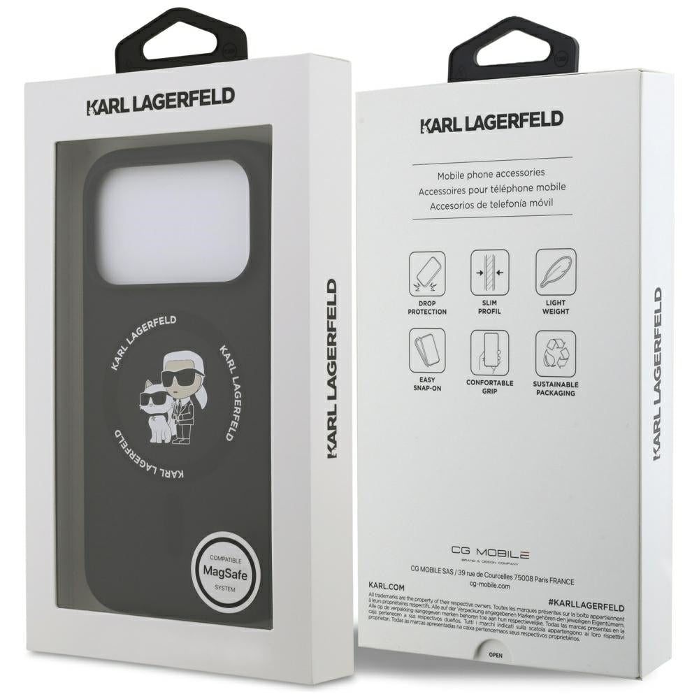 Karl Lagerfeld Silicone Karl&Choupette Ring MagSafe Case for iPhone 17 Pro Max - Black