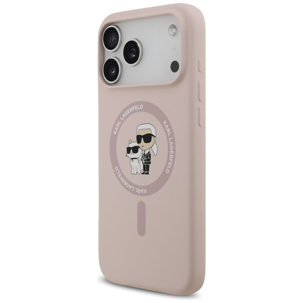 Karl Lagerfeld Silicone Karl&Choupette Ring MagSafe Case for iPhone 17 Pro Max - Pink