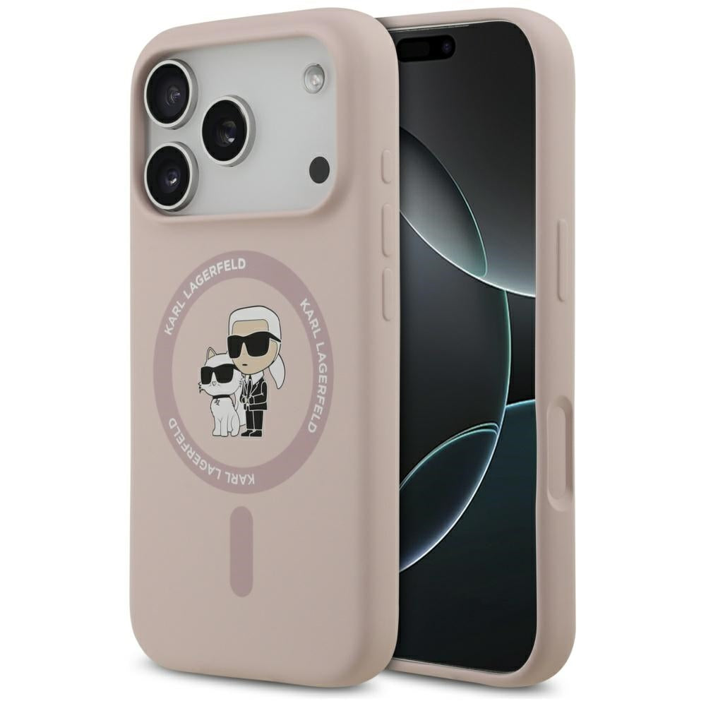 Karl Lagerfeld Silicone Karl&Choupette Ring MagSafe Case for iPhone 17 Pro - Pink