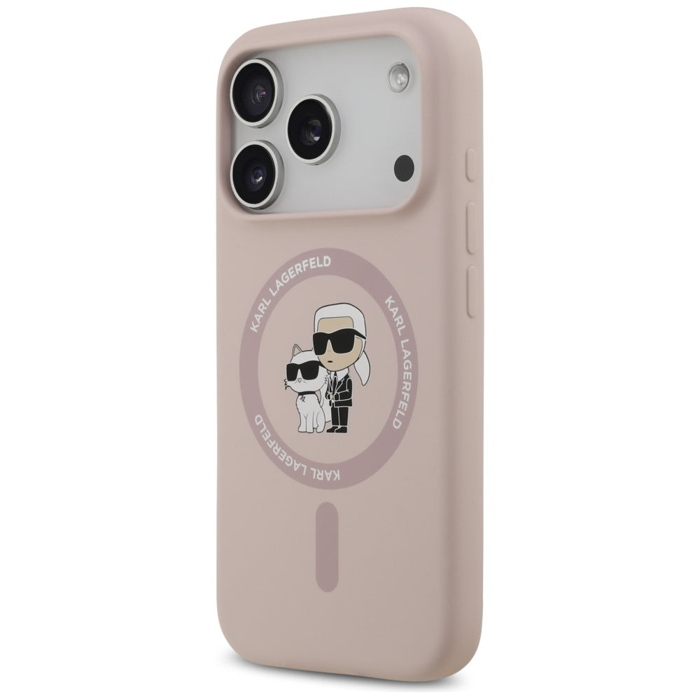 Karl Lagerfeld Silicone Karl&Choupette Ring MagSafe Case for iPhone 17 Pro - Pink