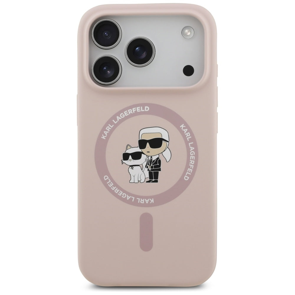 Karl Lagerfeld Silicone Karl&Choupette Ring MagSafe Case for iPhone 17 Pro - Pink