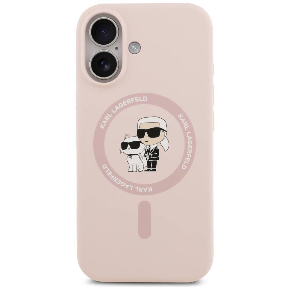 Karl Lagerfeld Silicone Karl & Choupette Ring MagSafe Case til iPhone 17 - Pink