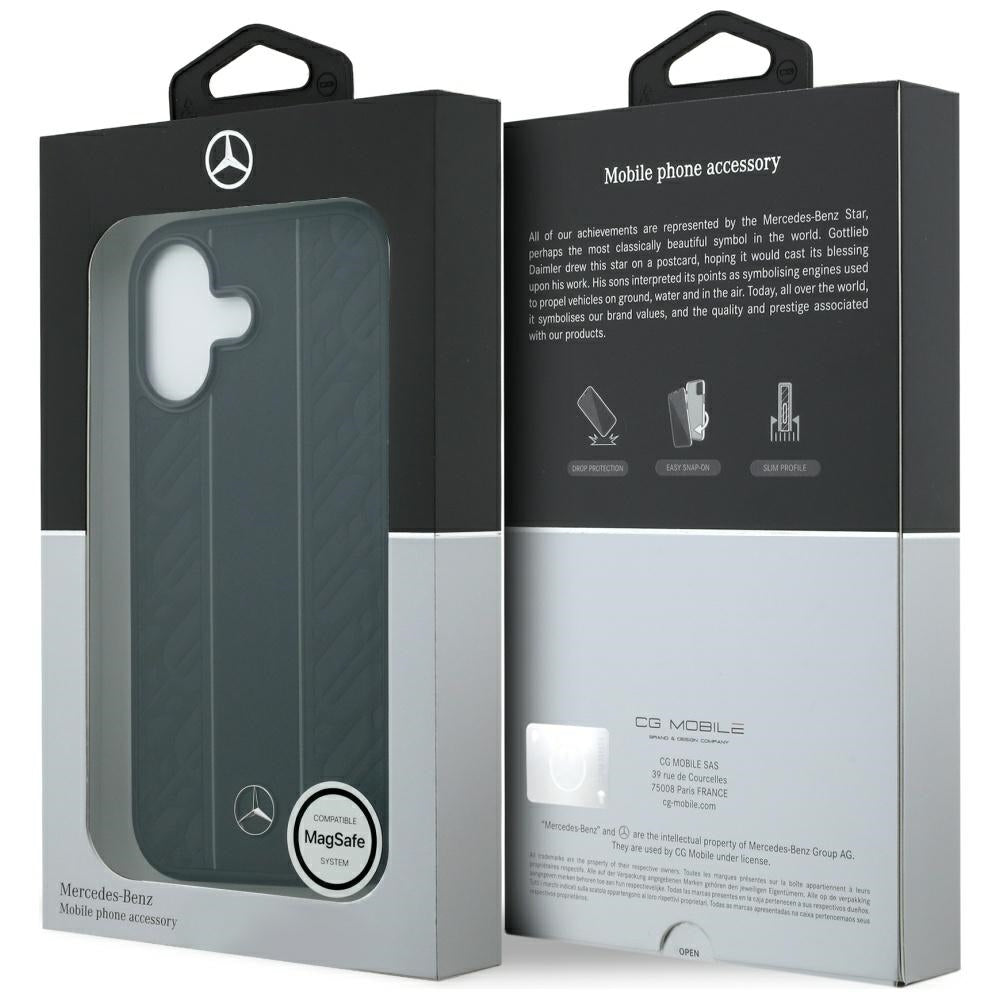 Mercedes læder laurbær blade striber MagSafe Case til iPhone 17 - sort