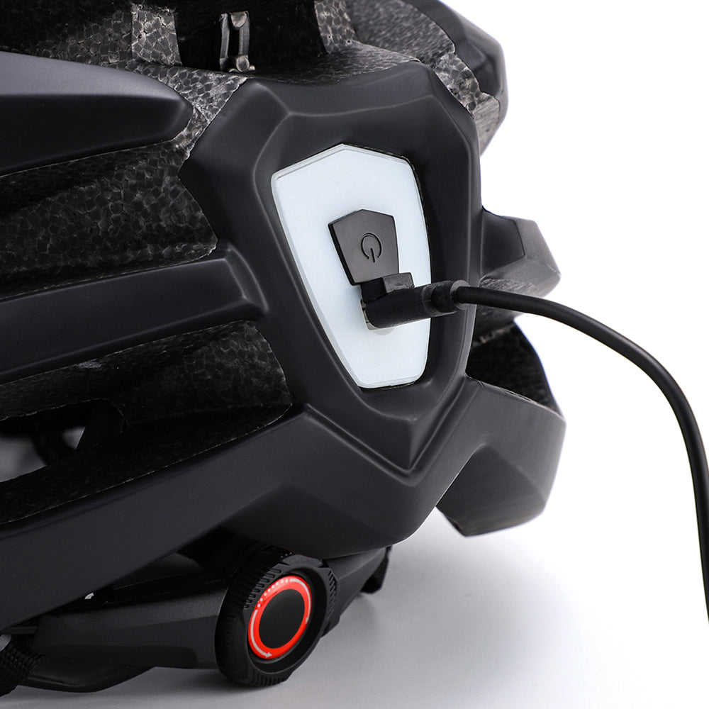 Wozinsky MTB Bike Helmet with Removable Visor and Rear USB Light L - Black and White