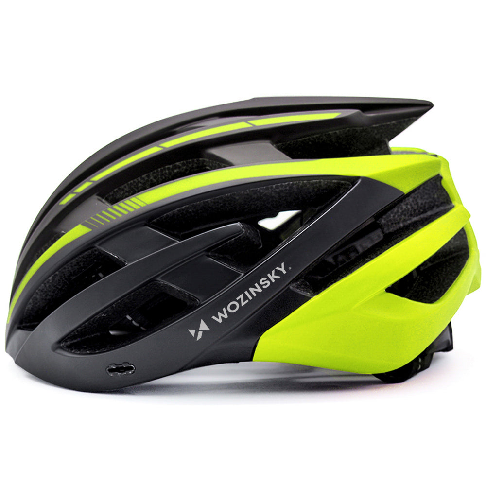 Wozinsky MTB Bike Helmet with Removable Visor and Rear USB Light L - Black and Yellow