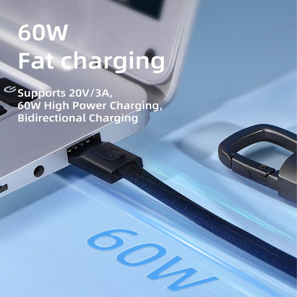 Tech-Protect Ultraboost DNA-kabel med nøglering USB-C PD 60W / 3A - Grå