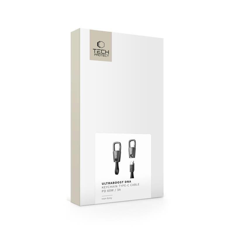 Tech-Protect Ultraboost DNA-kabel med nøglering USB-C PD 60W / 3A - Grå