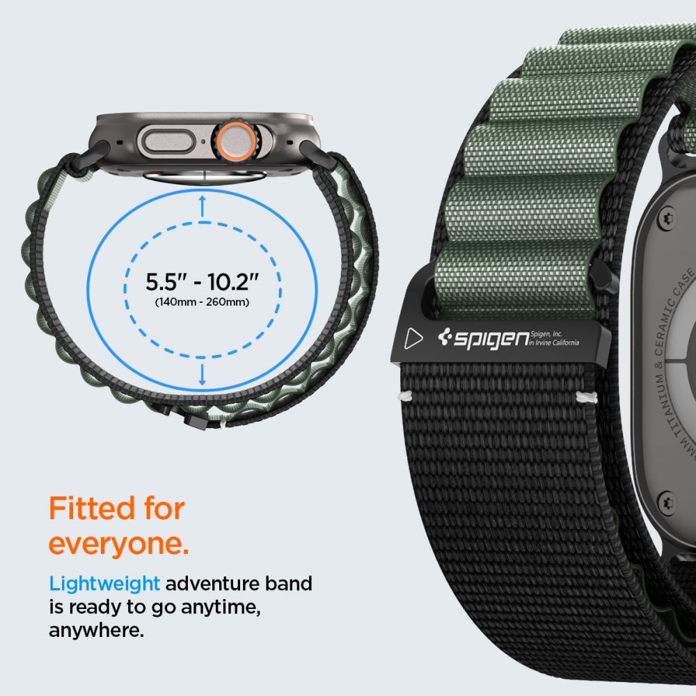 Strap Spigen WBF1 Strap til Apple Watch 44 / 45 / 46 / 49 mm - sort og grøn