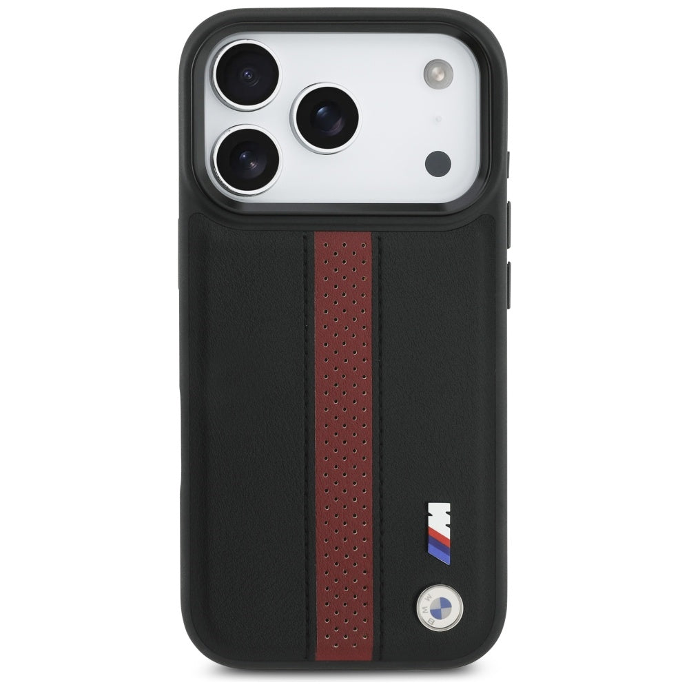 BMW M Perforeret Stripe Logo MagSafe Case til iPhone 17 Pro - Rød