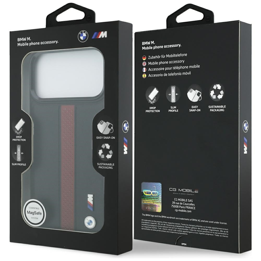 BMW M Perforeret Stripe Logo MagSafe Case til iPhone 17 Pro Max - Rød