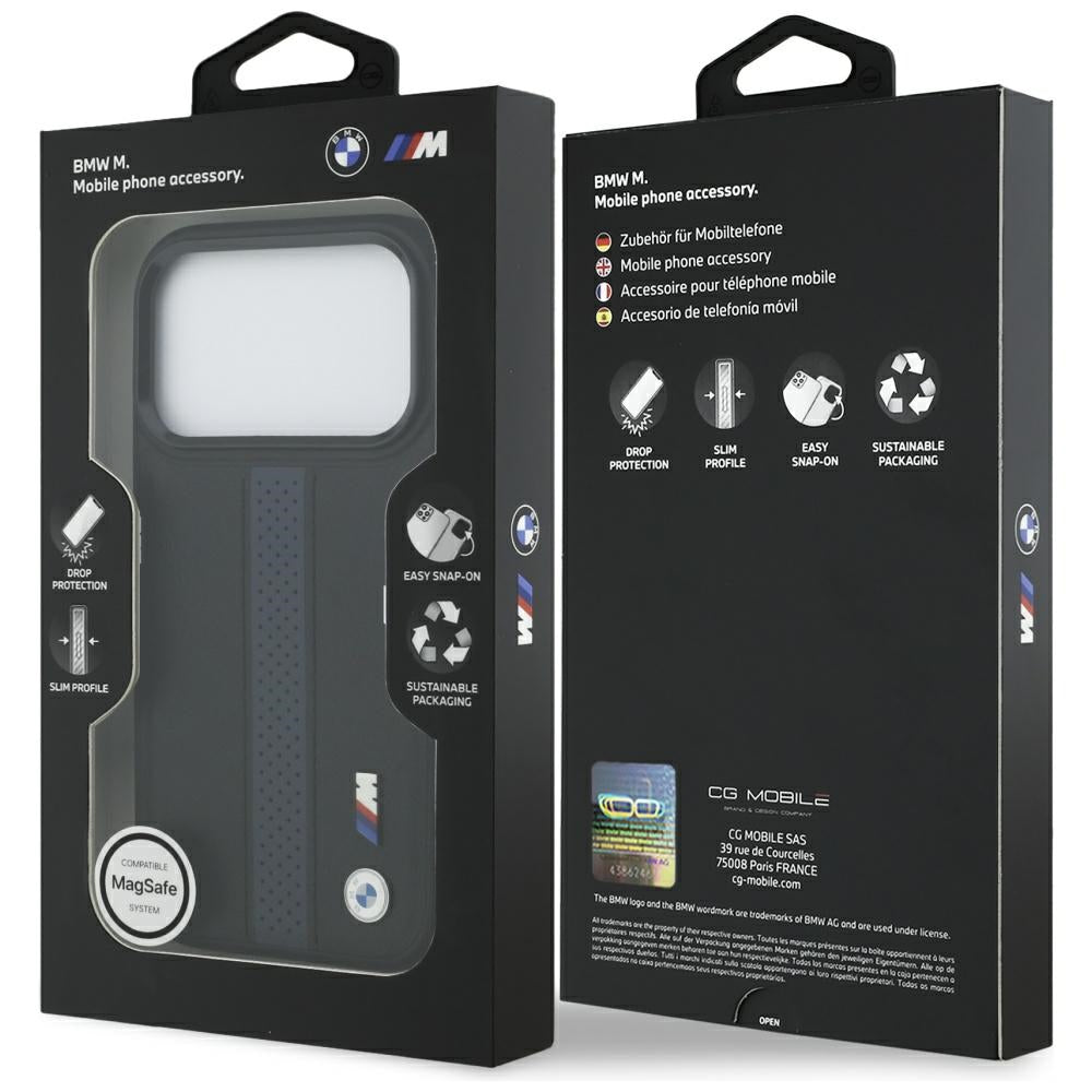 BMW M Perforeret Stripe Logo MagSafe Case til iPhone 17 Pro - Blå