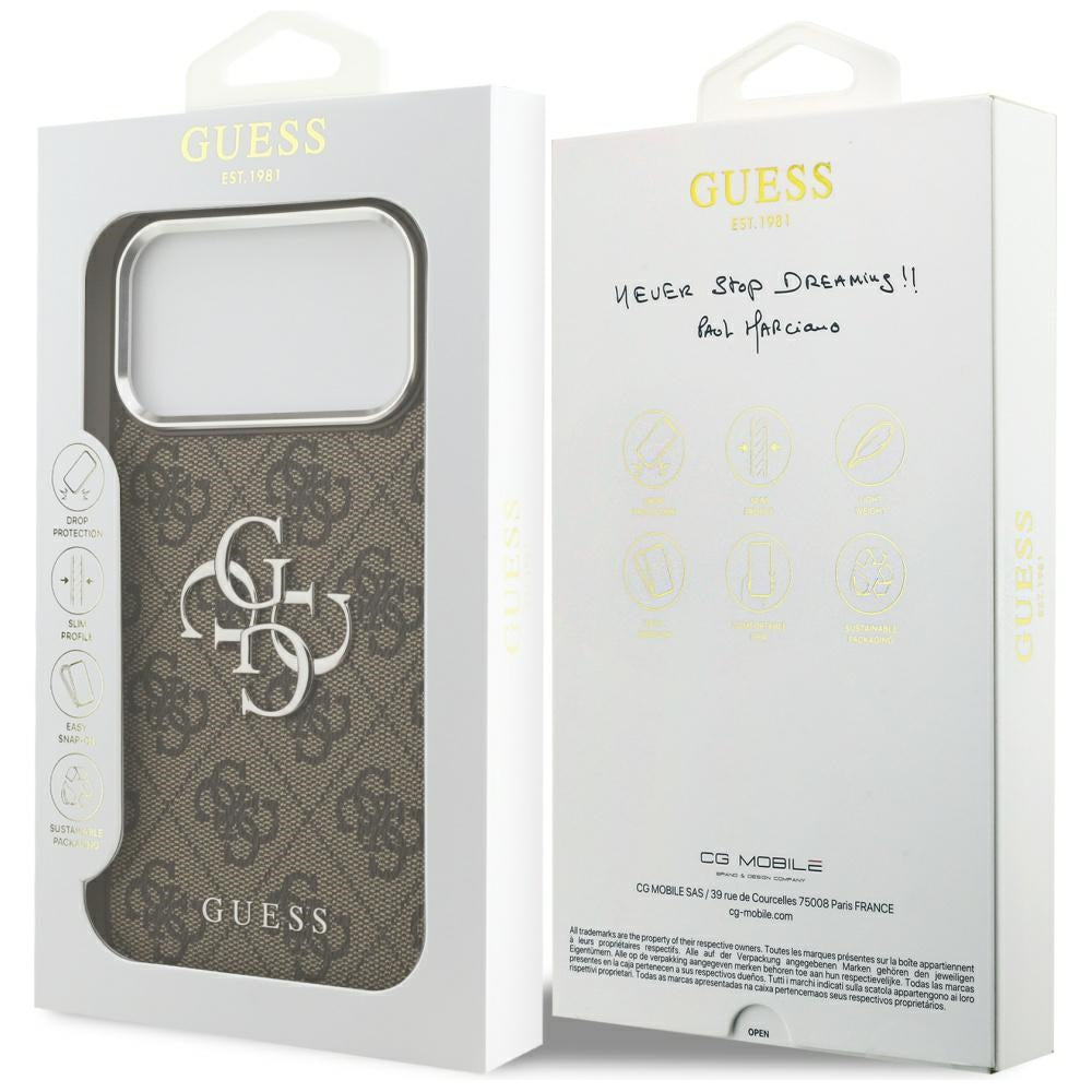 Guess 4G Big 4G Classic Logo Case til iPhone 17 Pro Max Brunt - Sølv