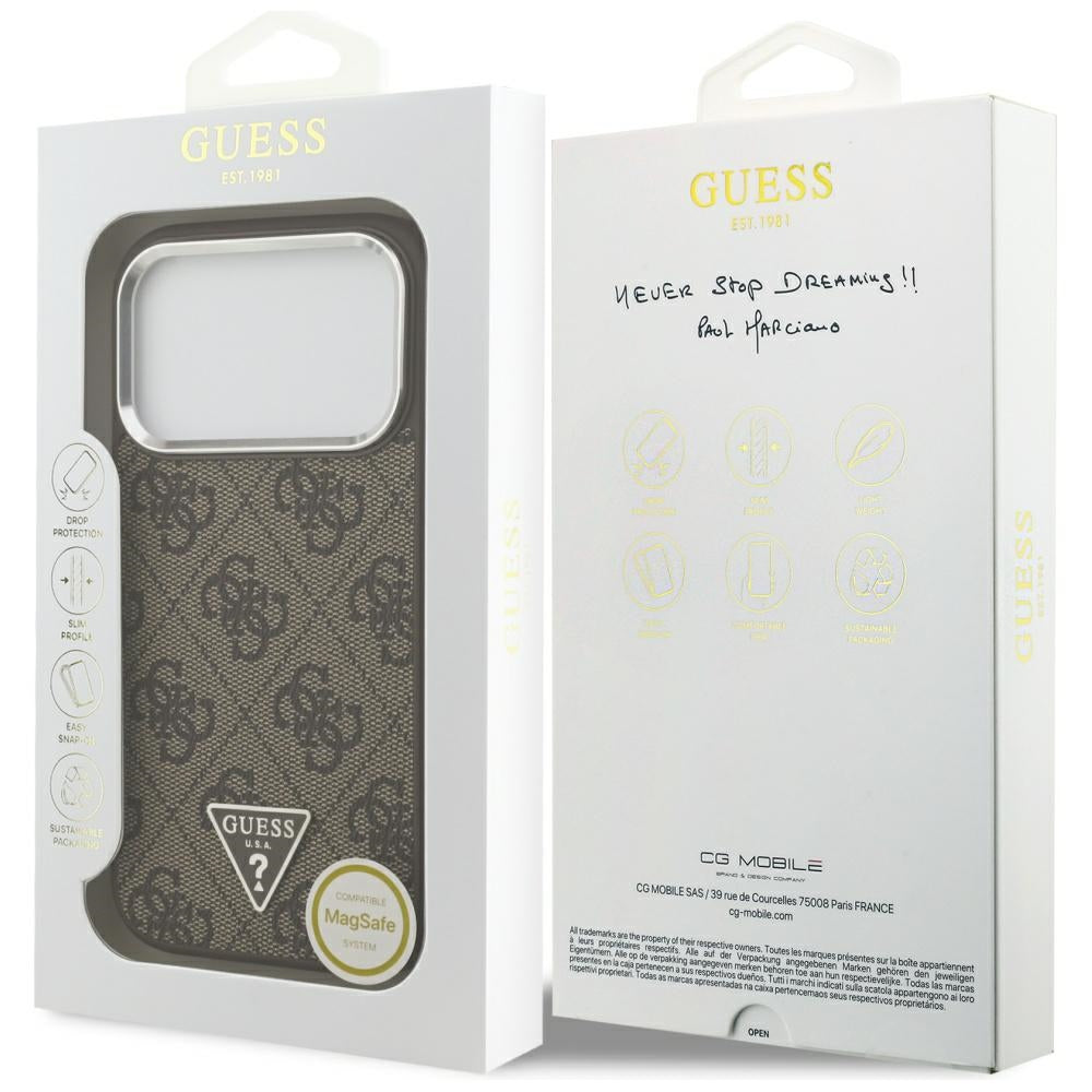 Guess 4G Triangle Logo MagSafe-hylster til iPhone 17 Pro - brun