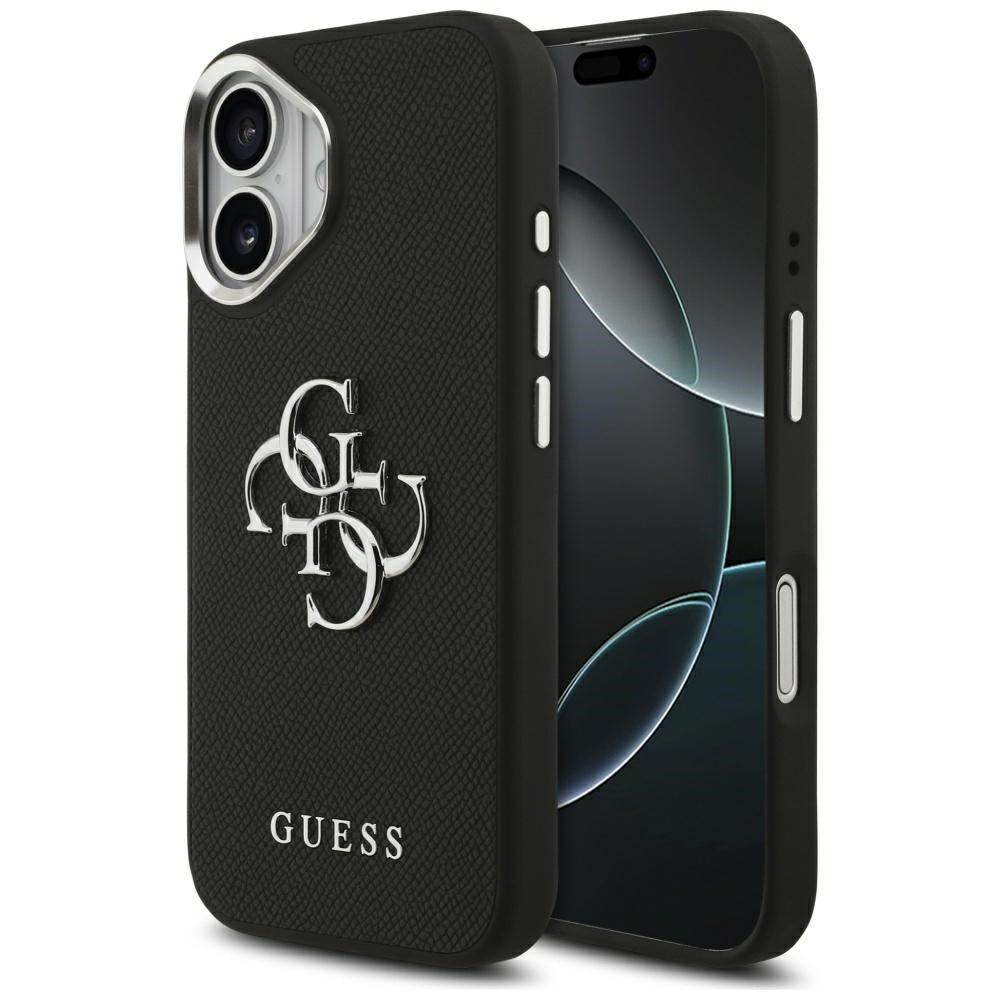 Guess Grained Big 4G Classic Logo-hylster til iPhone 17 - sort
