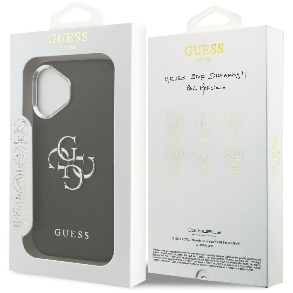 Guess Grained Big 4G Classic Logo-hylster til iPhone 17 - sort