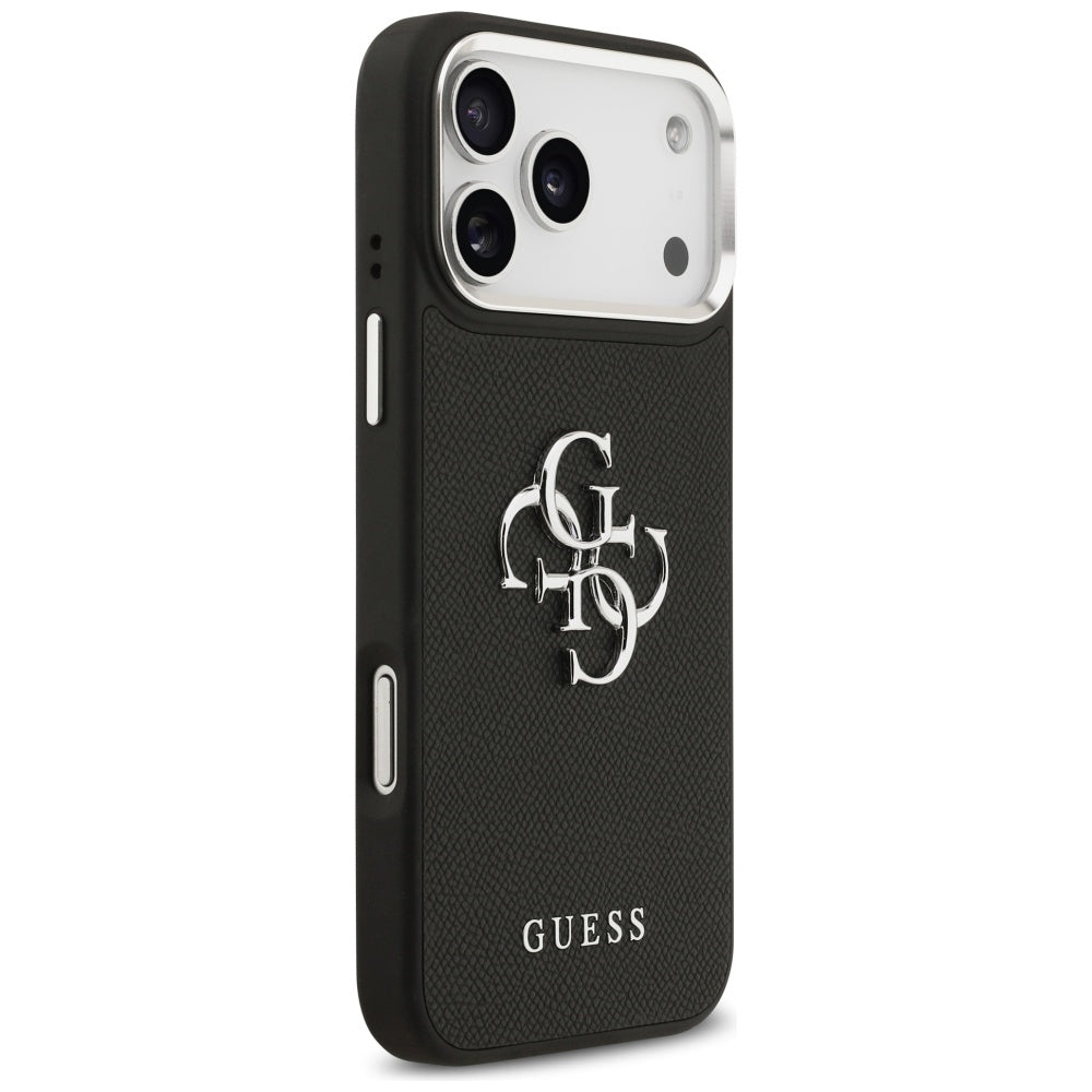 Guess Grained Big 4G Classic Logo-hylster til iPhone 17 Pro Max - sort