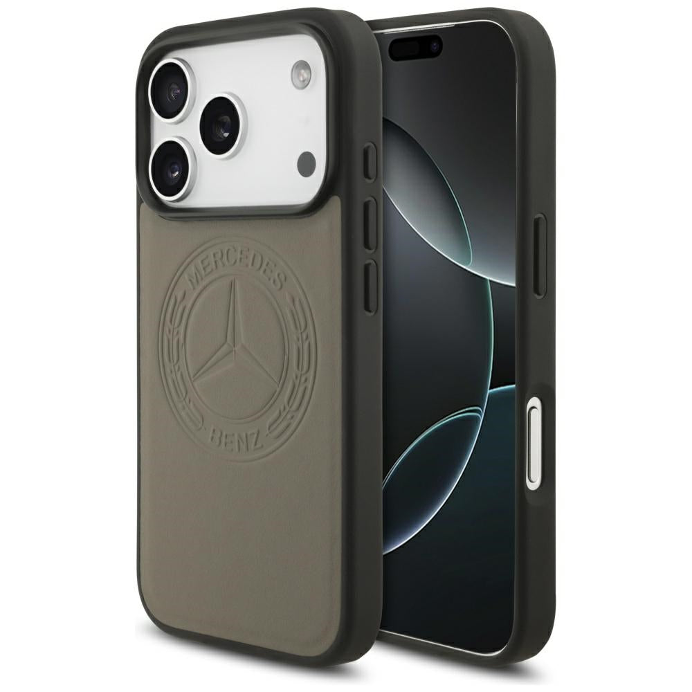 Mercedes læder Vintage Logo MagSafe Case til iPhone 17 Pro - Beige